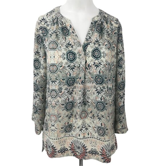 Maurices Sheer Popover Boho Blouse Size S Ethnic Floral Paisley 3/4 Sleeves - Picture 1 of 12